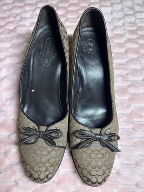 Coach Brown Signature Canvas Heels 👠